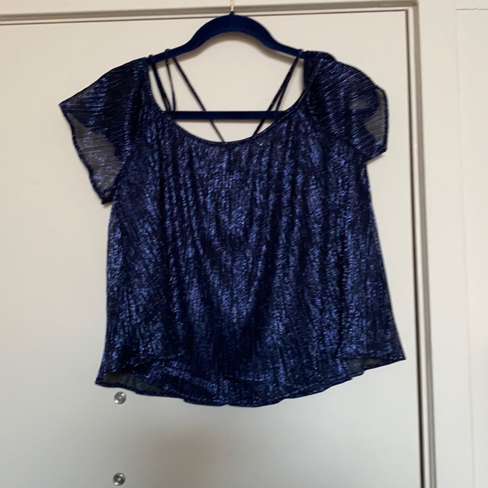 Lush navy sparkly off the shoulder top.